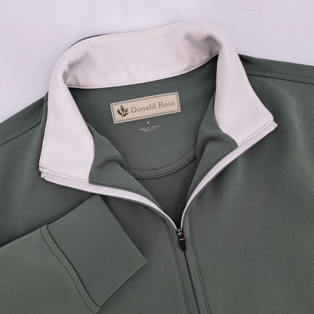 Donald Ross Mens S Golf Pullover Jacket Green White Collar 1/4 Zip Performance